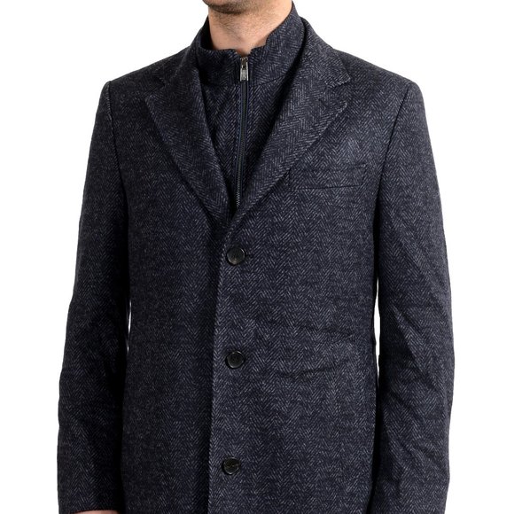 Hugo Boss Men's "Nye2"Slim Fit Blue Wool Coat